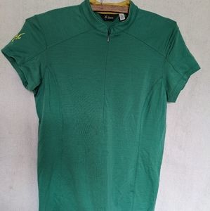 ibex Women's Bike Jersey, Merino Wool, teal/yellow, Medium, Made in the USA